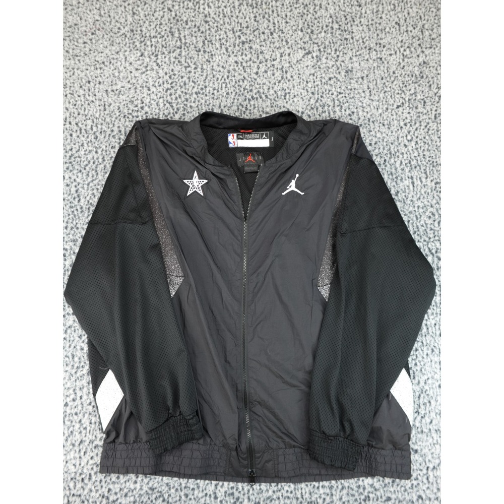 Jordan NBA All-Star Game Track Jacket Mens XXL Tall Black Mesh Sleeve Broken Zip